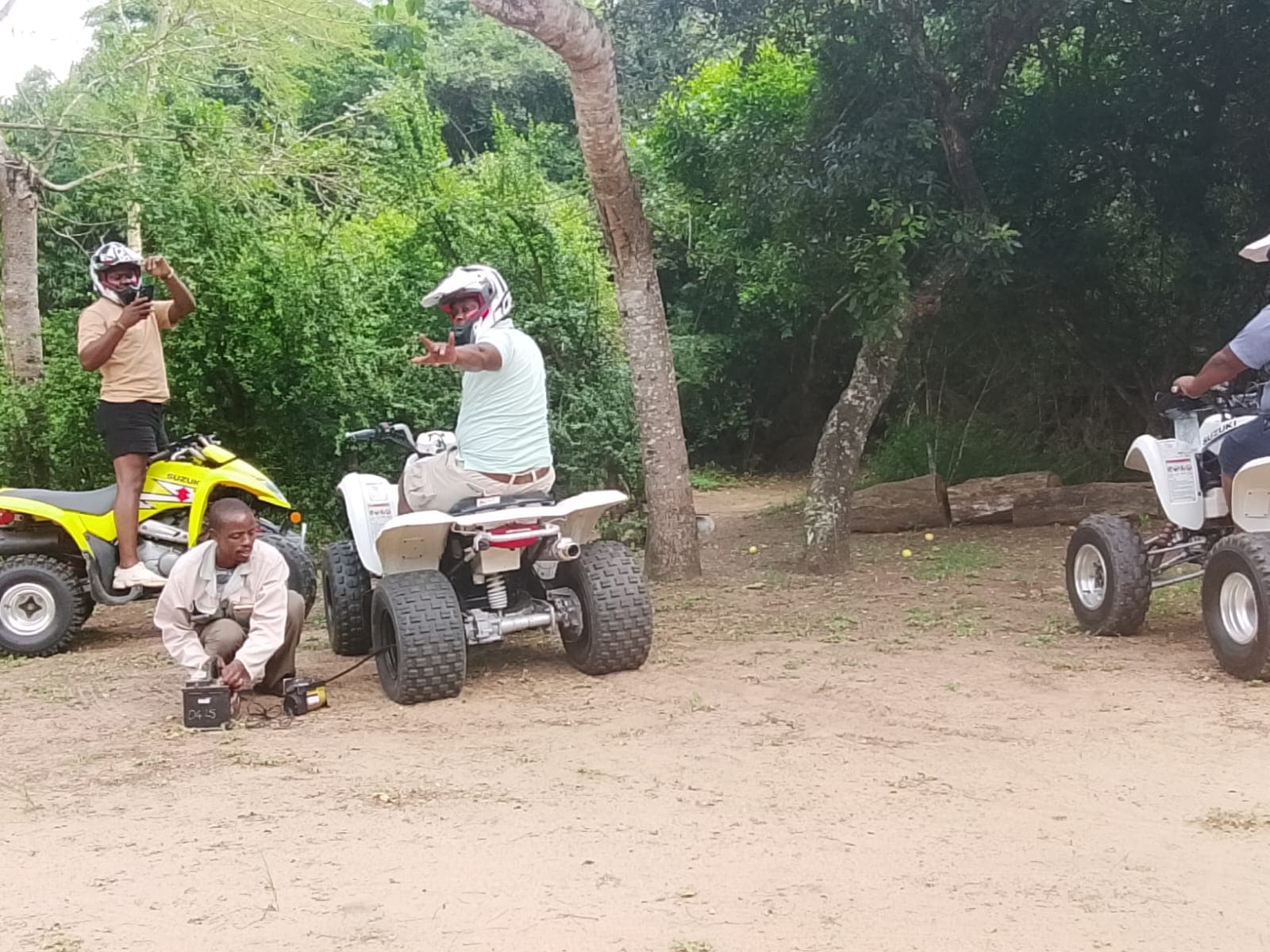 Quad bike riders preparing for an off-road adventure in Zululand